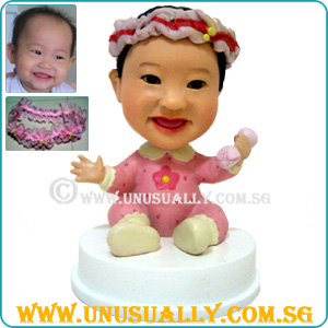 Custom 3D Caricature Baby Girl w Dumbbell figurine